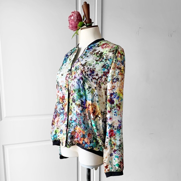 ZARA Trafaluc Floral Multicolor Bomber Jacket - Picture 3 of 9